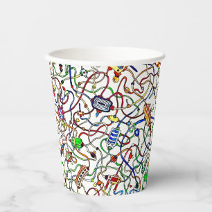 Color Tangled Electrical Wiring Cartoon Art Paper Cups