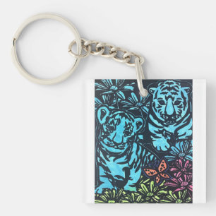 color tiger key ring