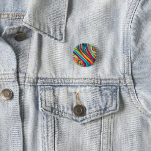 Color Wave Fusion – Modern Abstract Swirl Art 3 Cm Round Badge