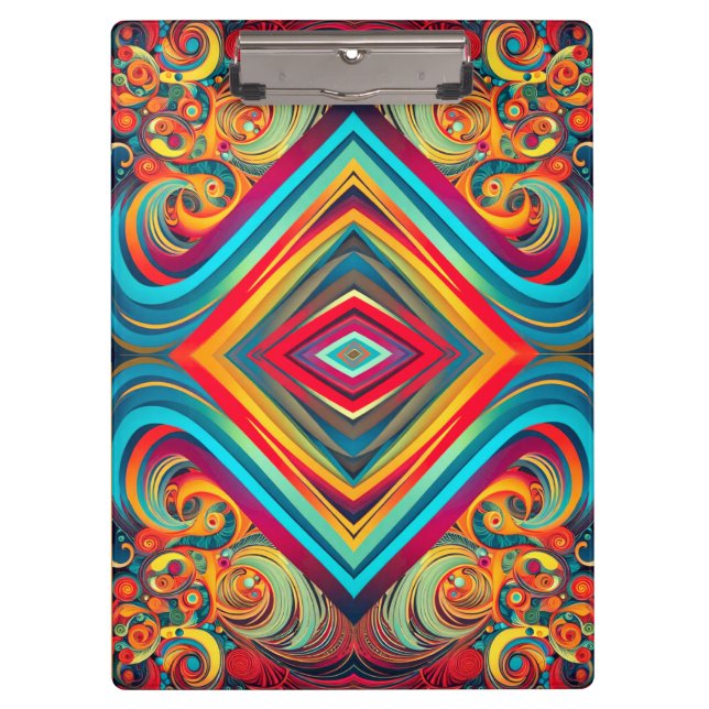 Color Wave Fusion – Modern Abstract Swirl Art Clipboard (Front)