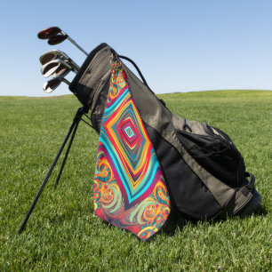 Color Wave Fusion – Modern Abstract Swirl Art Golf Towel