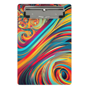 Color Wave Fusion – Modern Abstract Swirl Art Mini Clipboard