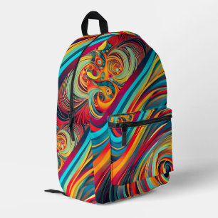 Color Wave Fusion – Modern Abstract Swirl Art Printed Backpack