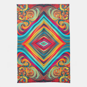 Color Wave Fusion – Modern Abstract Swirl Art Tea Towel
