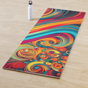Color Wave Fusion – Modern Abstract Swirl Art Yoga Mat