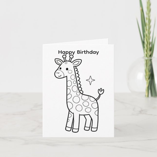 Color your own birthday card Giraffe design (Front)