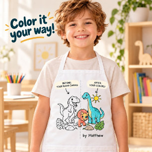 Color Your Own Dinosaur Little Artist Name Kids Apron