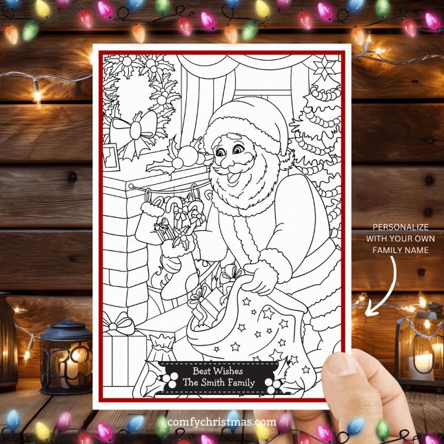 Color Your Own Fun Personalized Christmas Santa Holiday Card (Creator Uploaded)