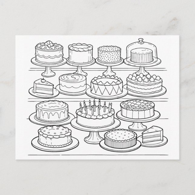 Color Your Own Happy Birthday Postcard (Front)