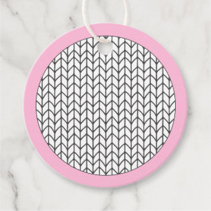COLOR YOUR OWN Knitting Round Gift Tags / Pink