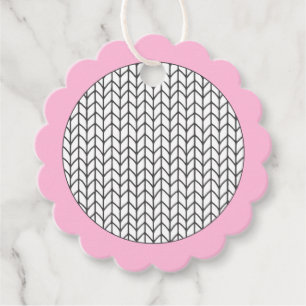 COLOR YOUR OWN Knitting Scalloped Gift Tags / Pink