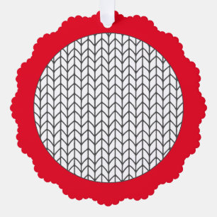 COLOR YOUR OWN Knitting Scalloped Ornament / Red
