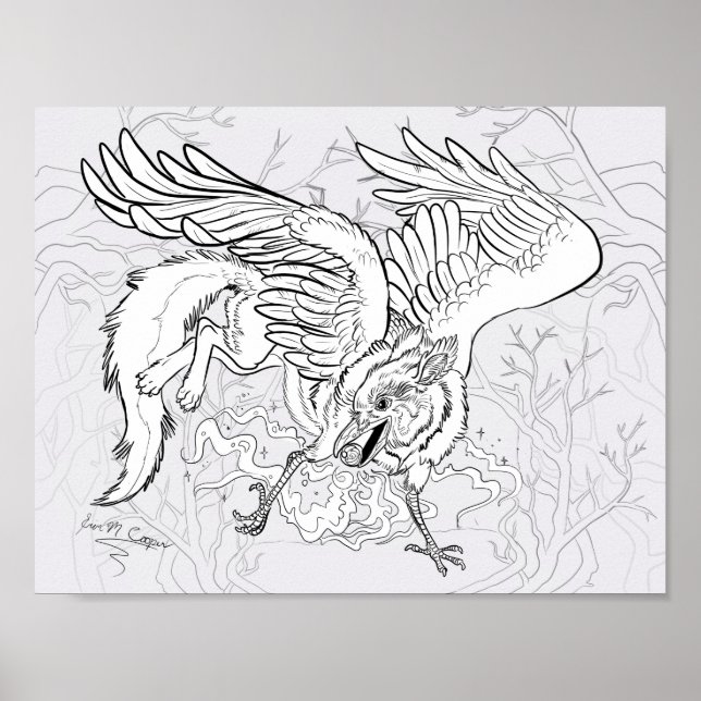 Color Your Own Raven Gryphon Poster (Front)