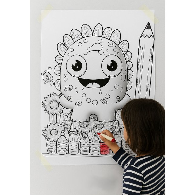 Color Yourself Cartoon Monster Kids Wall Poster (Creator Uploaded)