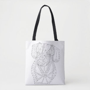 Colorable Dachshund Abstract Art Adult Colouring Tote Bag