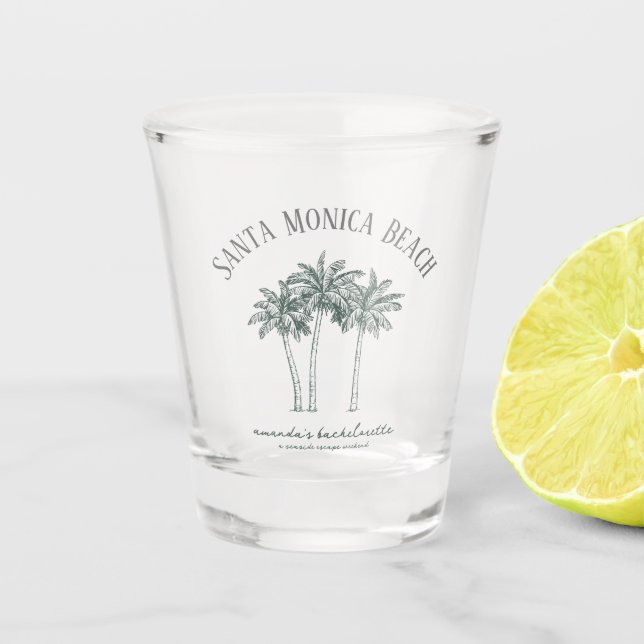 Colorable Palm Tree Bachelorette weekend Shot Glass (Front)