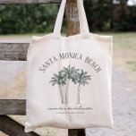 Colorable Palm Tree Destination Wedding Tote Bag<br><div class="desc">Click “Personalise this template” will allow you to customise further. Replace 'Santa Monica Beach' with your own, and then use the 'Curvature' tool in the editing panel to adjust the curvature of your destination name to fit the page. You are free to change the palm tree's colour, font size, font...</div>