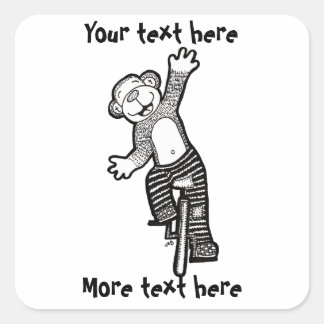 Colorable Unicycle Monkey Square Sticker