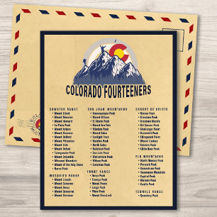 Colorado 14ers Fourteeners Mountain Climbing Postcard