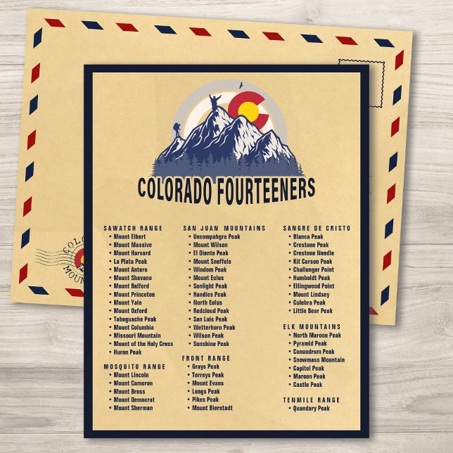 Colorado 14ers Fourteeners Mountain Climbing Postcard (Creator Uploaded)