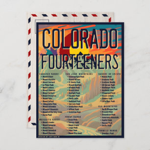 Colorado 14ers Fourteeners Mountain Climbing Postcard
