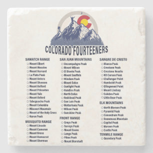 Colorado 14ers Fourteeners Mountain Climbing Stone Coaster