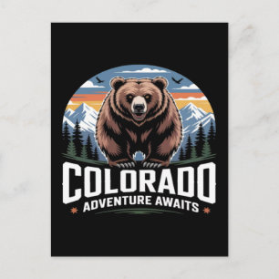 Colorado Adventure Awaits Grizzly Mountain Nature  Holiday Postcard