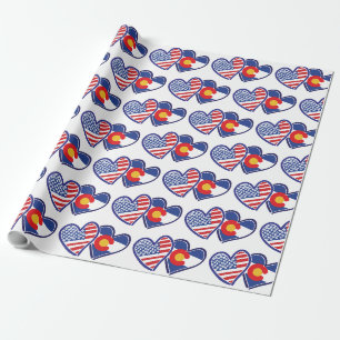 Colorado and USA Flag Wrapping Paper