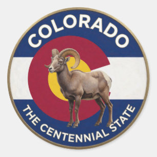 Colorado Bighorn Sheep Emblem 🐏 Classic Round Sticker