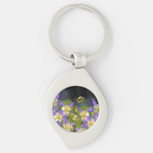Colorado Blue Columbine Painting - Original Art Key Ring