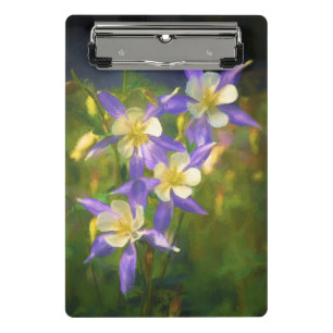 Colorado Blue Columbine Painting - Original Art Mini Clipboard