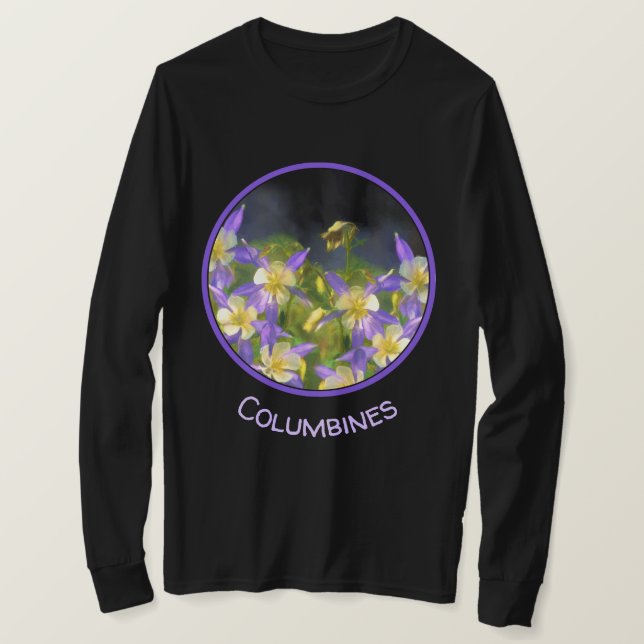 Colorado Blue Columbine Painting - Original Art T-Shirt (Design Front)