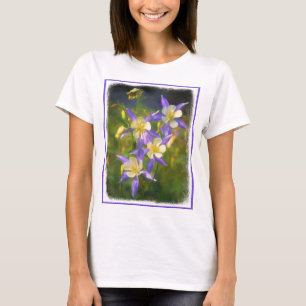Colorado Blue Columbine Painting - Original Art T-Shirt