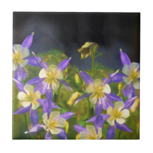 Colorado Blue Columbine Painting - Original Art Tile