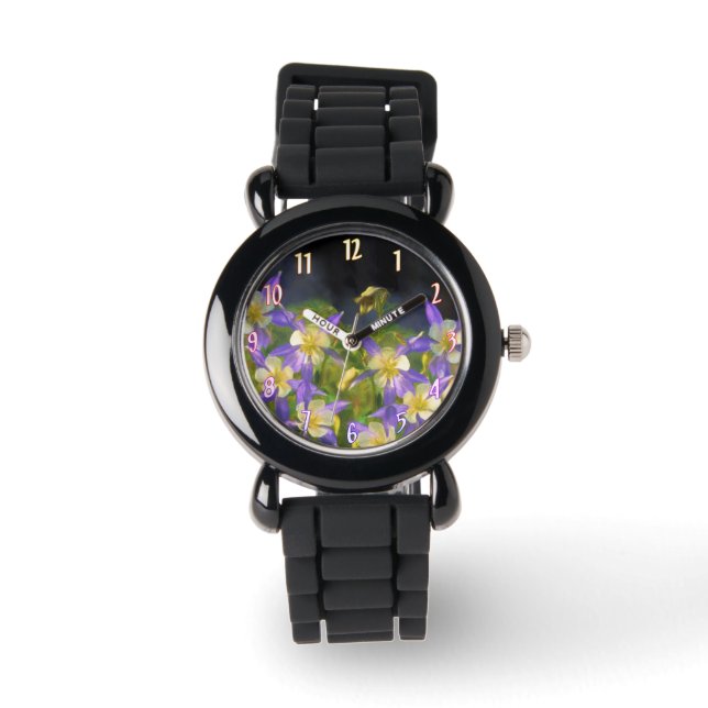 Colorado Blue Columbine Painting - Original Art Watch (Front)