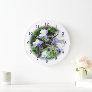 Colorado Blue Columbine Vignette Large Clock