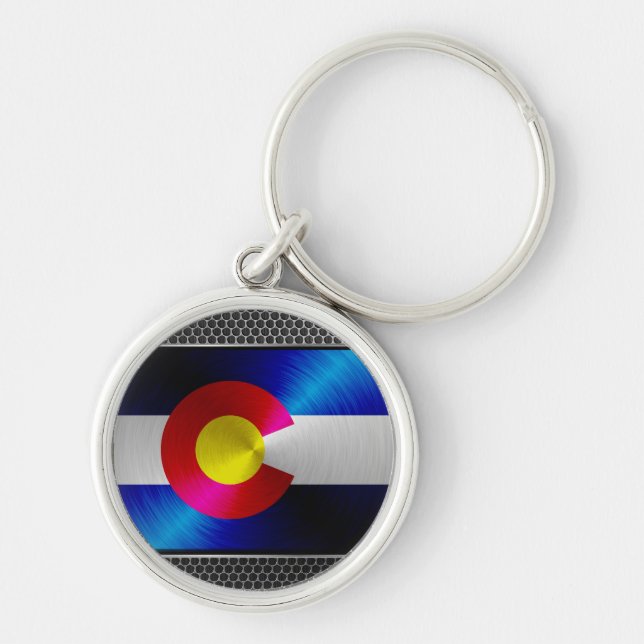 Colorado brushed metal flag key ring (Front)