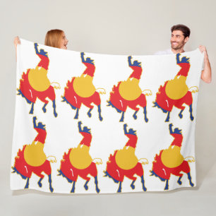 Colorado Bucking Bronco Cowboy Fleece Blanket
