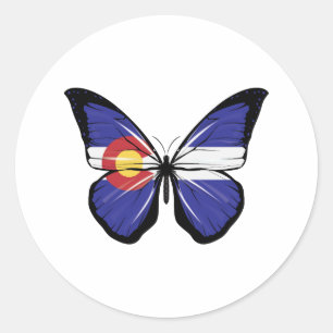 Colorado Butterfly Flag Classic Round Sticker