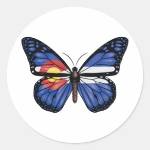 Colorado Butterfly Monarq Butterfly Monarque Flag Classic Round Sticker