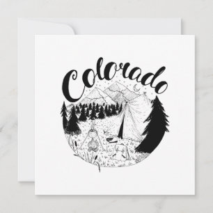 Colorado Camper Outdoors Ink Illustration Holiday Card