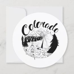 Colorado Camper Outdoors Ink Illustration Holiday Card