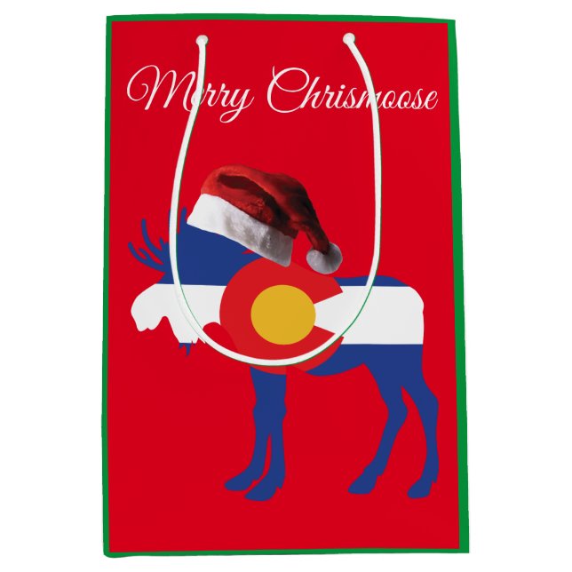 Colorado Christmas Moose Medium Gift Bag (Front)