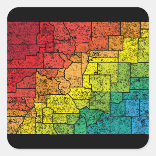 colorado colour counties square sticker