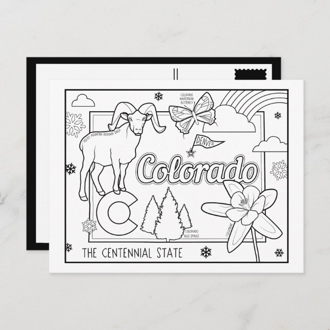 colorado colour me collage postcard (Front/Back)