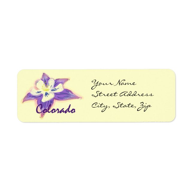 Colorado columbine flower customisable labels (Front)