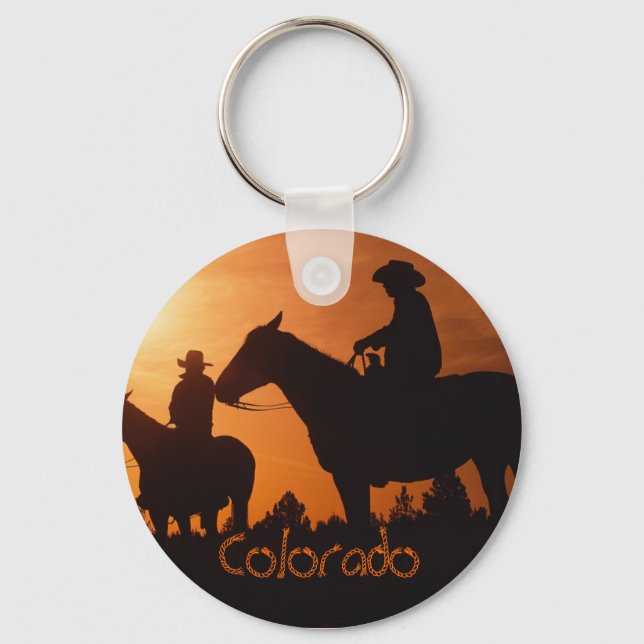 Colorado cowboys on horses keychain (Front)