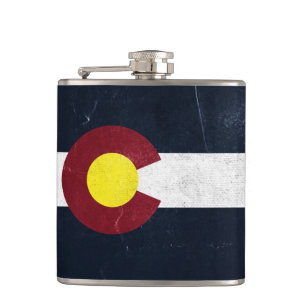 Colorado Dark Grunge Flag Hip Flask