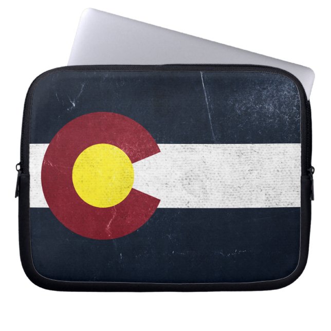 Colorado Dark Grunge Flag Laptop Sleeve (Front)