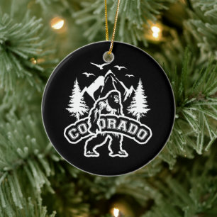 Colorado Day Bigfoot National Park Vintage Hiking Ceramic Tree Decoration